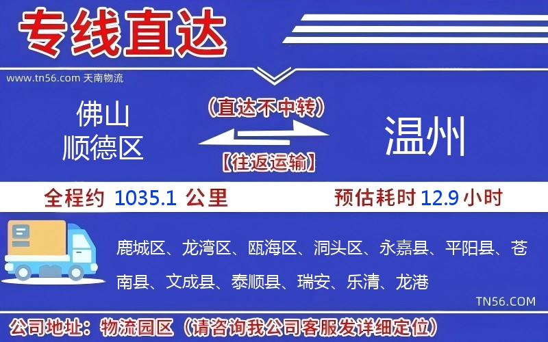 佛山順德區到溫州物流公司 佛山順德區到溫州物流公司