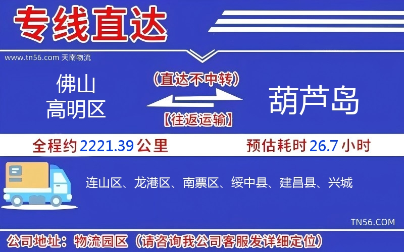 佛山高明區(qū)到葫蘆島物流公司