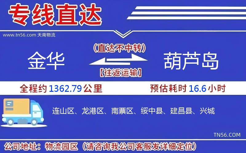 金華到葫蘆島物流公司